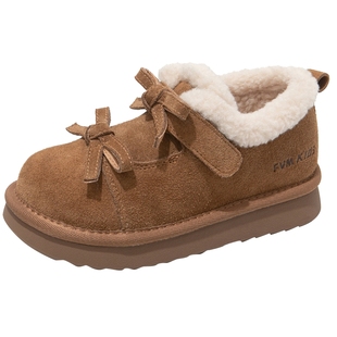 女童鞋子儿童二棉鞋2025新款冬季保暖雪地靴女宝加绒大棉勃肯冬鞋