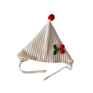 婴儿护耳帽秋冬季针织可爱球球尖尖小红帽防风保暖毛线宝宝精灵帽