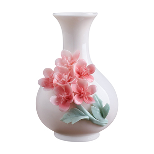 陶瓷手捏玉兰花小花瓶摆件客厅插花家居书房卧室艺术办公室装饰品