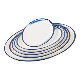 仿瓷椭圆形盘子平盘长方形蒸鱼盘菜盘创意深盘密胺商用餐具海鲜盘