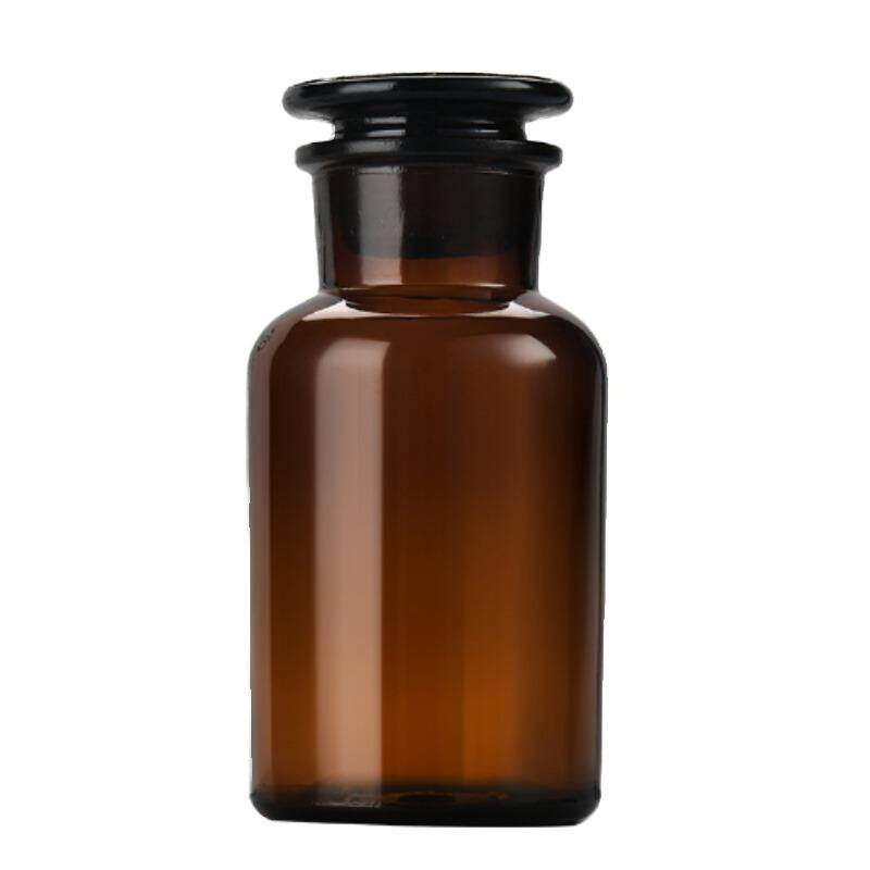 加厚广口玻璃瓶试剂瓶磨砂口医药瓶分装广口瓶玻璃化学瓶棕色透明