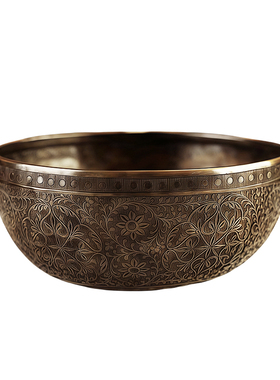 尼泊尔手工颂钵雕花铜钵音愈冥想复古钵音碗铜罄音疗钵盂静心疗愈