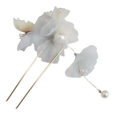 GUKUALI 2025春夏新款梦幻蓝花瓣蝴蝶发簪新中式超仙汉服配饰簪子