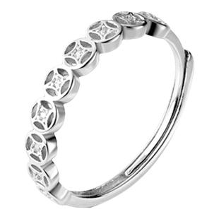 925银铜钱戒指女简约时尚个性开口戒高级冷淡指环小众精致食指戒