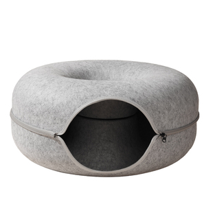 猫窝甜甜圈四季通用冬季保暖封闭式毛毡窝幼猫钻洞隧道窝猫咪玩具