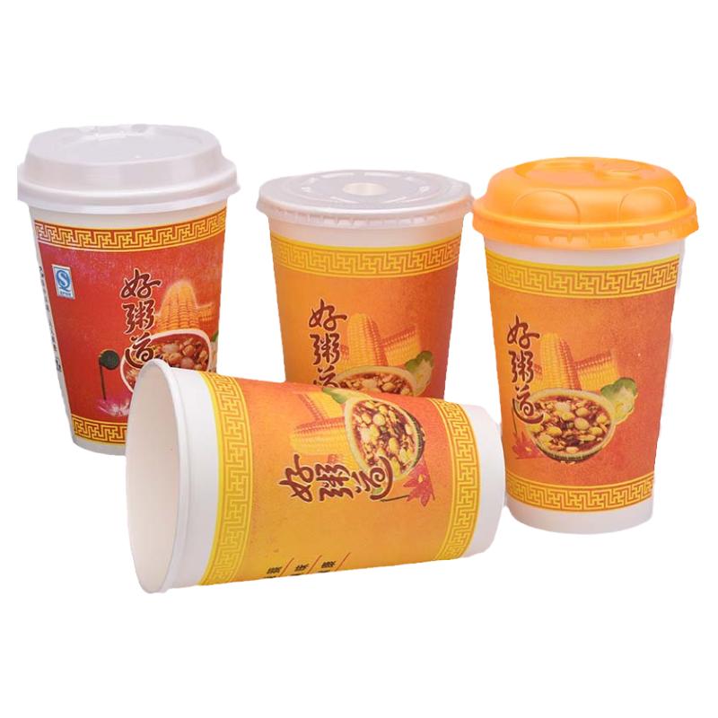 一次性早餐喝粥的杯子大吸管粗喝装盛粥杯稀饭商用便携好粥道纸杯