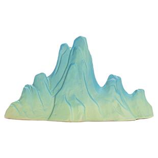 新中式鱼缸雪山造景石头微景观只此青绿陶瓷假山沙盘摆件千里江山