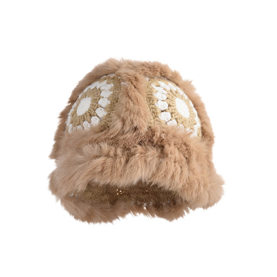 兔毛醒狮帽子女新款秋冬可爱保暖