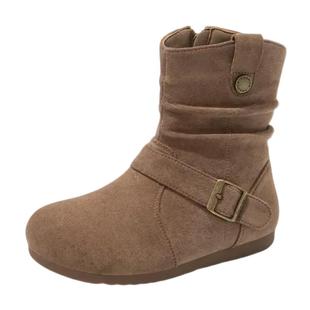 【清仓】红蜻蜓女童靴子儿童勃肯马丁堆堆短靴2025新款冬加绒女孩