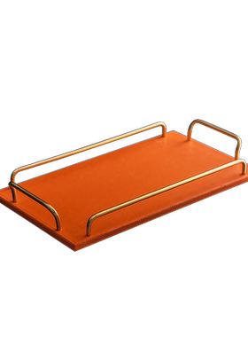 摆件桌面托盘皮革轻奢