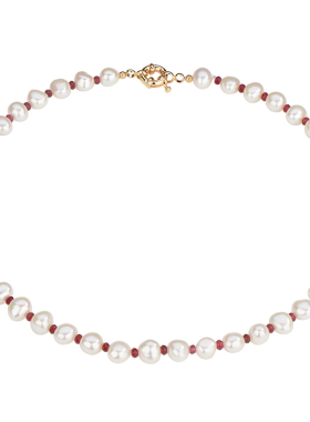 loopsshop女链黑红双色珍珠项链