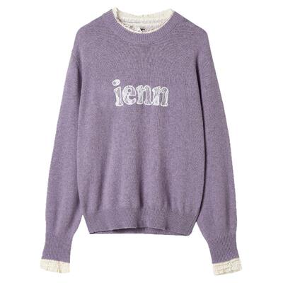 高端蕾丝拼接立领毛衣