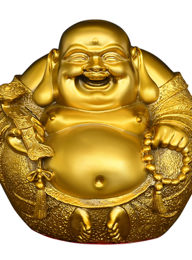 纯黄铜弥勒佛笑佛摆件一团和气大肚佛如意笑佛家居供奉装饰工艺品