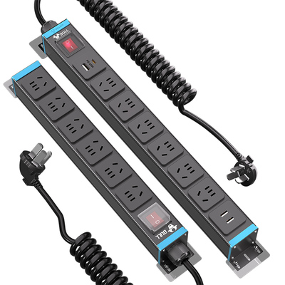 公牛弹簧线插排pdu排插升降桌可拉伸电源插座移动电视机插线板