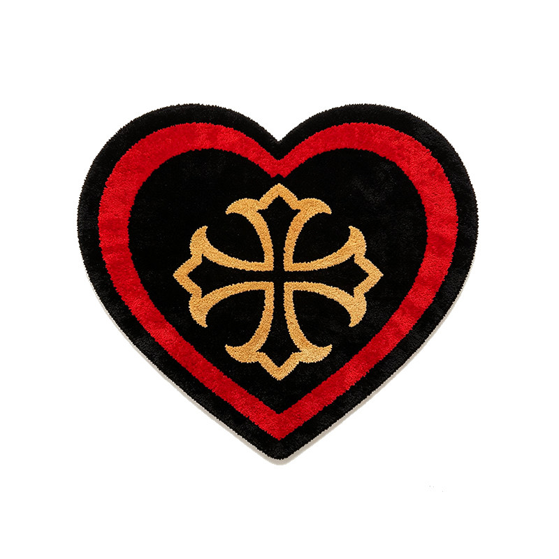 Chrohearts彩色十字架手工地毯加厚美式复古异形客厅沙发毯衣帽间