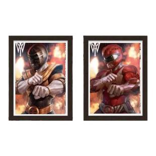 超凡战队红衣战士裸眼3D立体画动漫渐变装饰挂画POWER RANGER