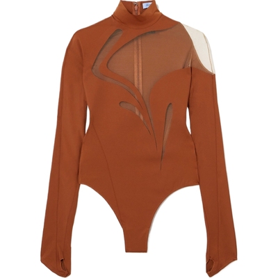 【折扣】Mugler 早春女弹力平纹布绢网连体衣