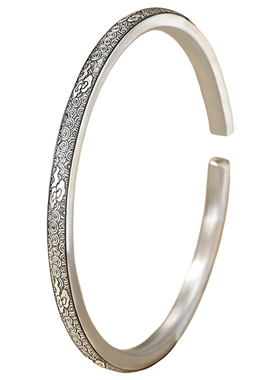 简约女足银999开口实心手镯