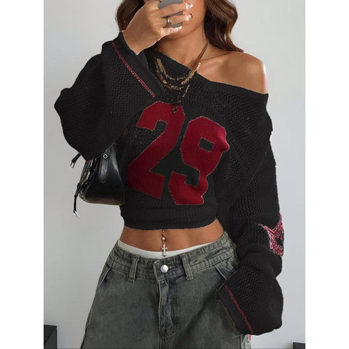 M 65923 Digital print long sleeve sweater 数字印花 V 领长袖