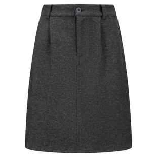 几何单元高腰小个子羊毛花苞短裙女冬季保暖黑色毛呢a字半身裙