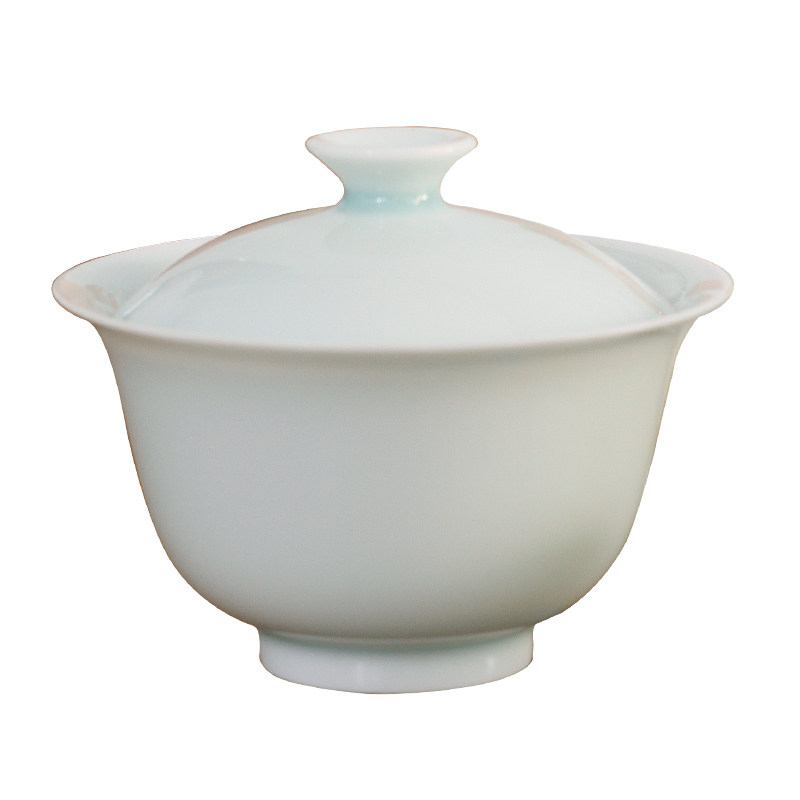 【新品】自慢堂盖碗茶杯影青牙白玉泥薄胎泡茶小号功夫茶具套组