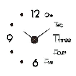 免打孔挂钟客厅简约现代3D立体时钟diy英文数字夜光静音贴墙钟表