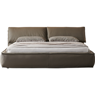 大象耳朵全真皮床2米x2米2大床主卧室双人高端大气豪华意式极简床