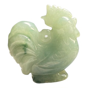 隆慈缘原矿翡翠源头直发A货翡翠糯种飘花生肖鸡吊坠小摆件手把件