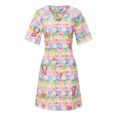 tanni秋日浪漫彩色印花连衣裙