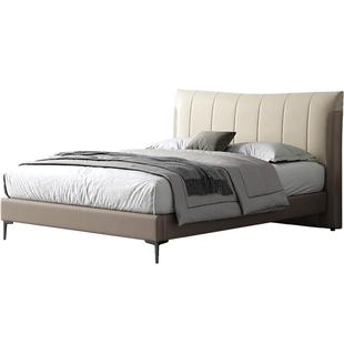 曲美家居意式简约风实木框架大气进口头层牛皮床主卧室床原野床