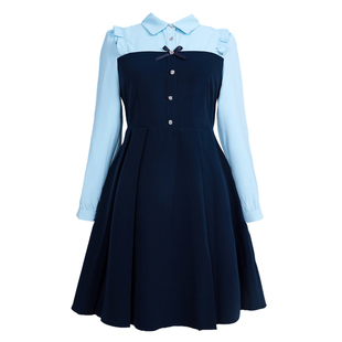 2026春季大码女装新款胖MM韩版显瘦小清新木耳边拼接衬衫领连衣裙