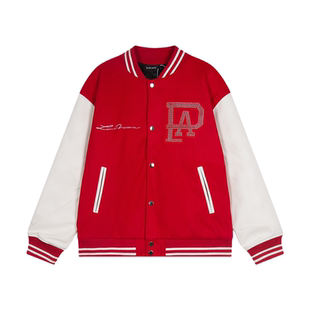 Broken Moon白敬亭同款美式休闲珍珠烫钻棒球服高街宽松夹克外套