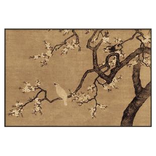 仟象映画《杏花双雉》中古风客厅装饰画中式艺术沙发背景墙挂画