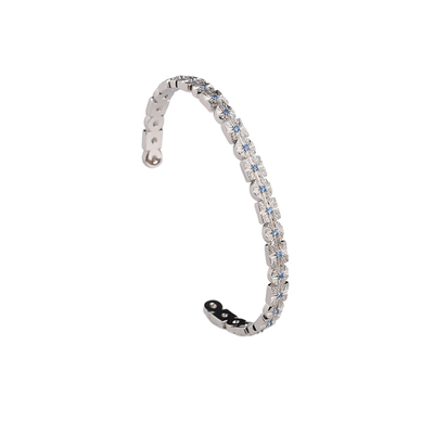 万妮达同款PDR Ripple系列宝石排列开口拉丝工艺女细手镯原创设计