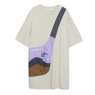 MOVEUP幻走t恤裙2025春季新款FUN系列包包印花纯棉中长款连衣裙女