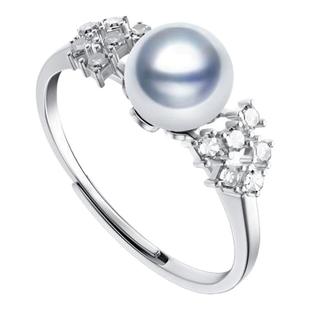 KEZ天然海水珍珠戒指akoya女真多麻色气质时尚开口可调节高级感