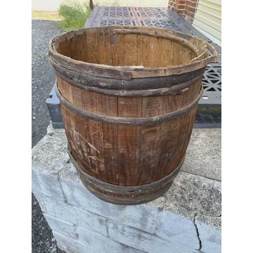 VTG Antique Primitive WoodenNailWood Band Barrel Keg 16 Farm