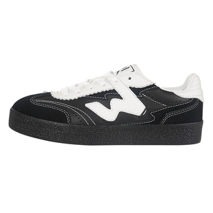 顽刻官方黑色皮质蝴蝶结丝带生胶W系列国潮男女德训滑板鞋