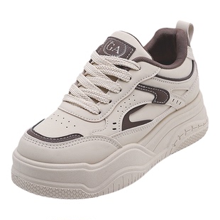 真皮内增高小白鞋女款2026春秋季新款小个子厚底增高7CM运动板鞋