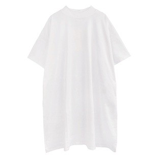 2026夏季新款纯棉半高领t恤女短袖洋气大版宽松显瘦中长款打底衫T