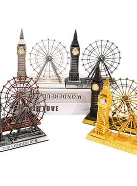 英国伦敦合金大本钟摩天轮组合城市地标建筑摆件旅游工艺纪念品