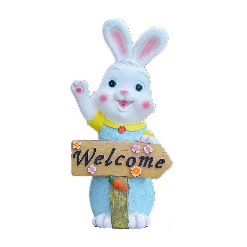 户外花园可爱卡通萌兔welcome欢迎词幼儿园庭院阳台装饰景观摆件