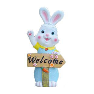户外花园可爱卡通萌兔welcome欢迎词幼儿园庭院阳台装饰景观摆件