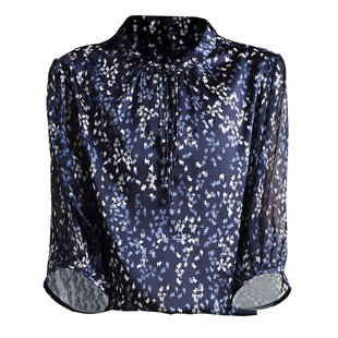 重磅真丝绸缎面t恤女2025夏新款短袖碎花朵弹力缎印花桑蚕丝上衣