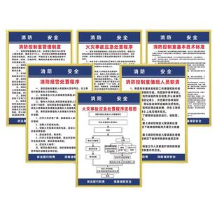 消防控制室制度牌人员职责报警火灾事故应急处置程序管理流程图