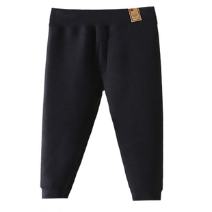 巴士娃胖男童加肥加大保暖裤加绒加厚秋冬高腰不卡裆一体绒打底裤