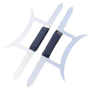 新款不锈钢子午鸳鸯钺奇门兵器武术表演练短兵器钺火焰双钺未开刃