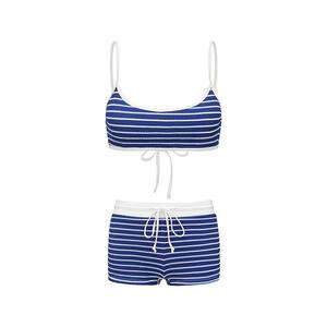 Yukari swim旗舰店分体泳衣女海军蓝温泉度假休闲性感新款比基尼