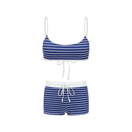 Yukari swim旗舰店分体泳衣女海军蓝温泉度假休闲性感新款比基尼