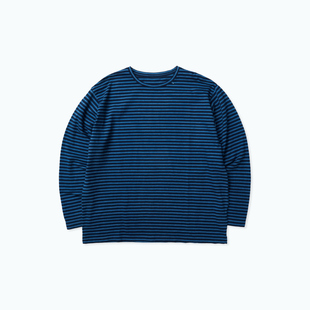 PORTER CLASSIC 秋冬新品蓝染宽松圆领长袖男RADIANCE-Blue